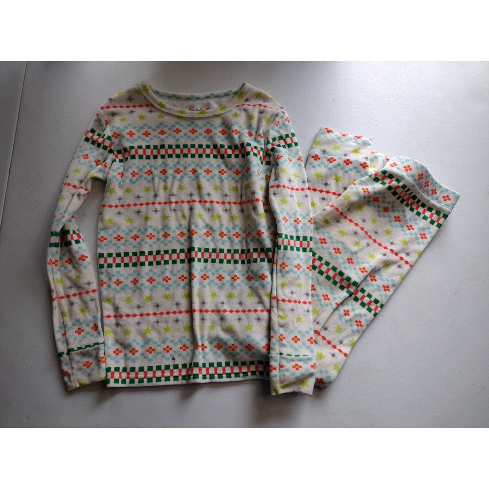 Cat & Jack Kids Pajama Set‎ Size 12 Fair Isle Star Pattern Green Orange Blue 2pc